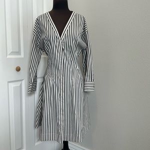 Theory Black and White darted button down dress